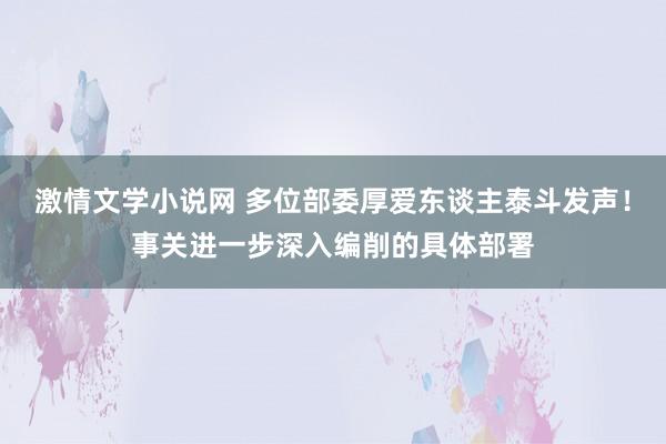 激情文学小说网 多位部委厚爱东谈主泰斗发声！事关进一步深入编削的具体部署