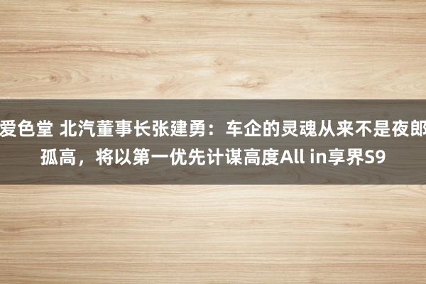 爱色堂 北汽董事长张建勇：车企的灵魂从来不是夜郎孤高，将以第一优先计谋高度All in享界S9