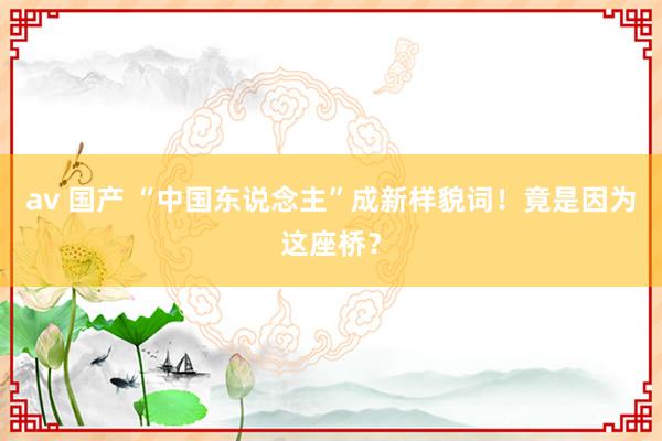 av 国产 “中国东说念主”成新样貌词！竟是因为这座桥？