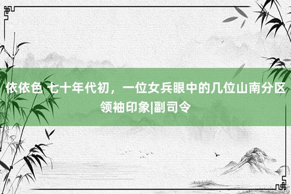 依依色 七十年代初，一位女兵眼中的几位山南分区领袖印象|副司令